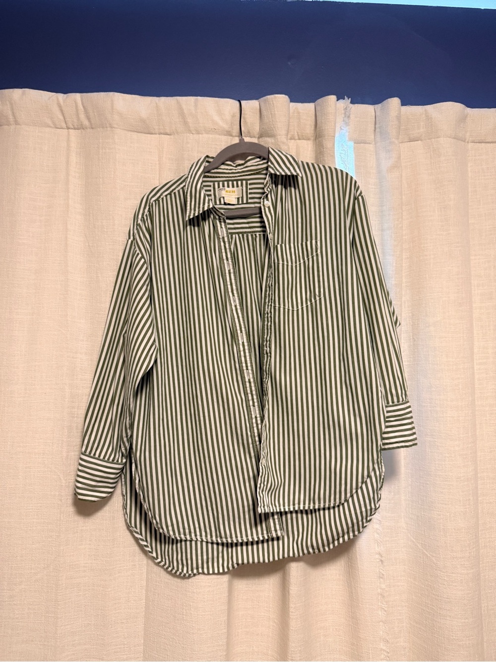 Maeve Striped Button-Up Shirt - Green/White